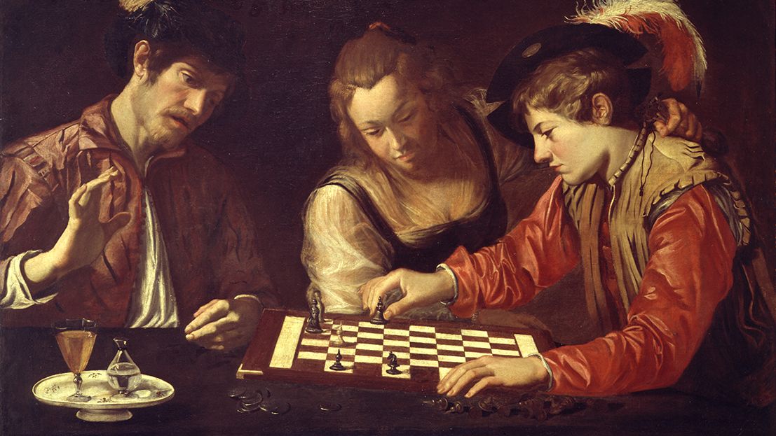 633 Pittore Caravaggesco Giocatori Di Scacchi